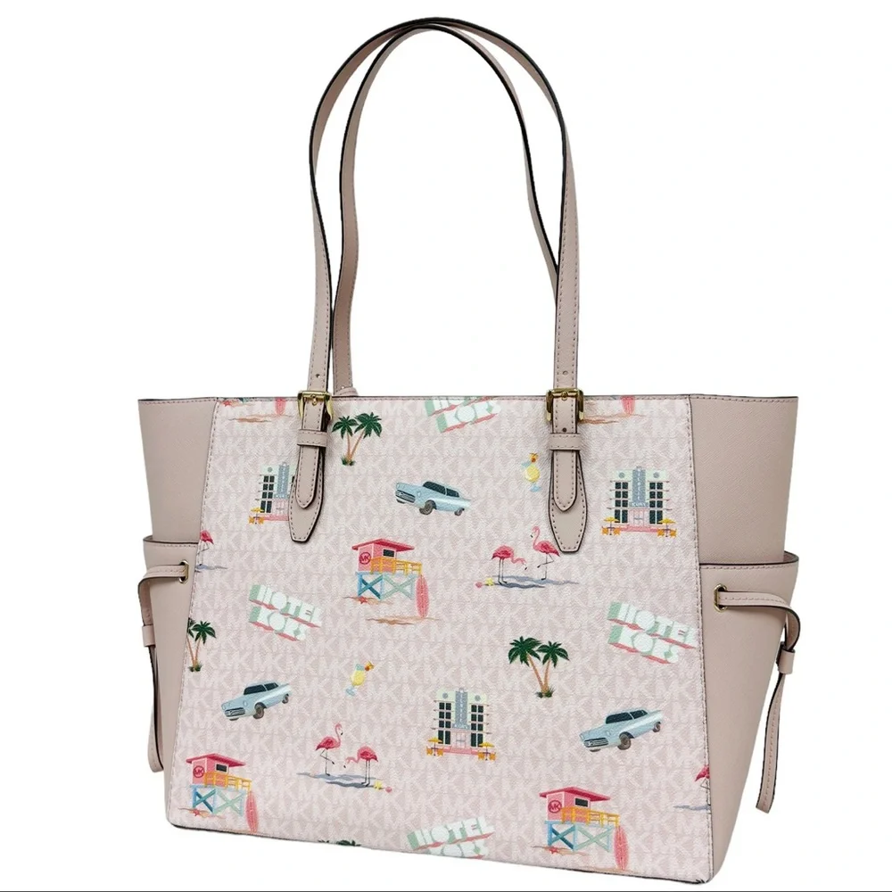 Michael Kors Pink Shoulder Bag with Tropical Print - Picture 9 of 10